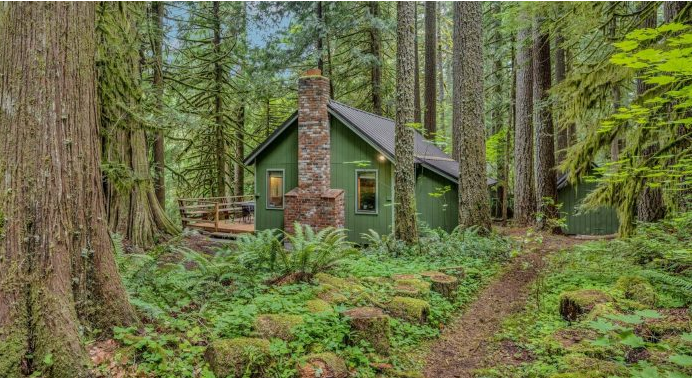 Secluded 1930s Knotty Pine Cabin in Rhododendron, Oregon For $375K